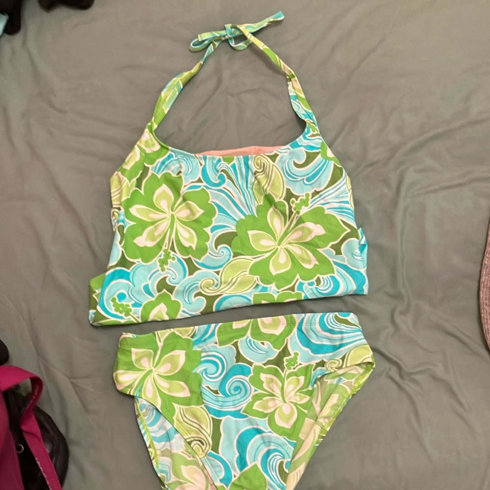 Christina Green and Blue Floral Bikini Set